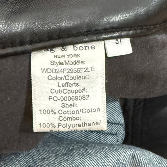 New rag & bone The Shea High Rise Relaxed Straight Jeans 31 Lefferts Leather Tri - Picture 9 of 15